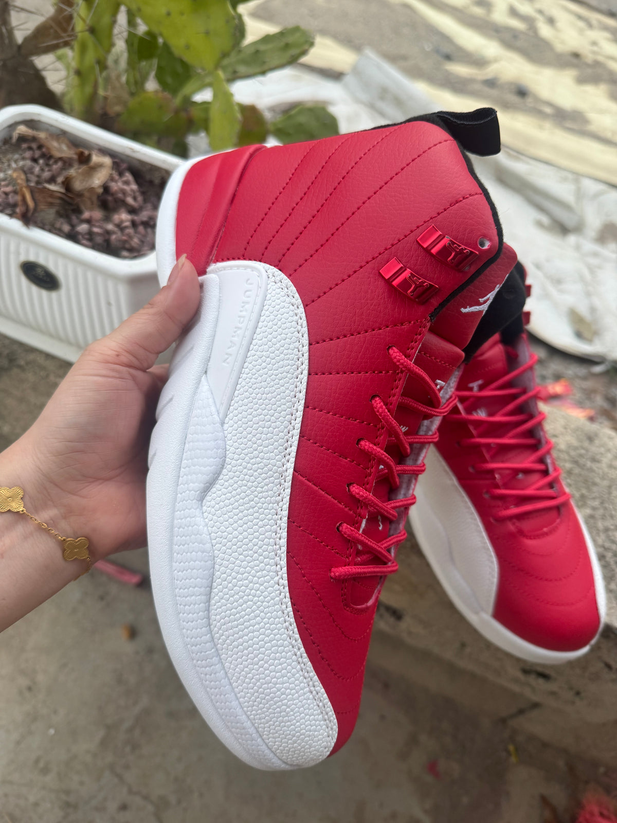Air Jordan 12 Retro Gym Red and White Sneakers