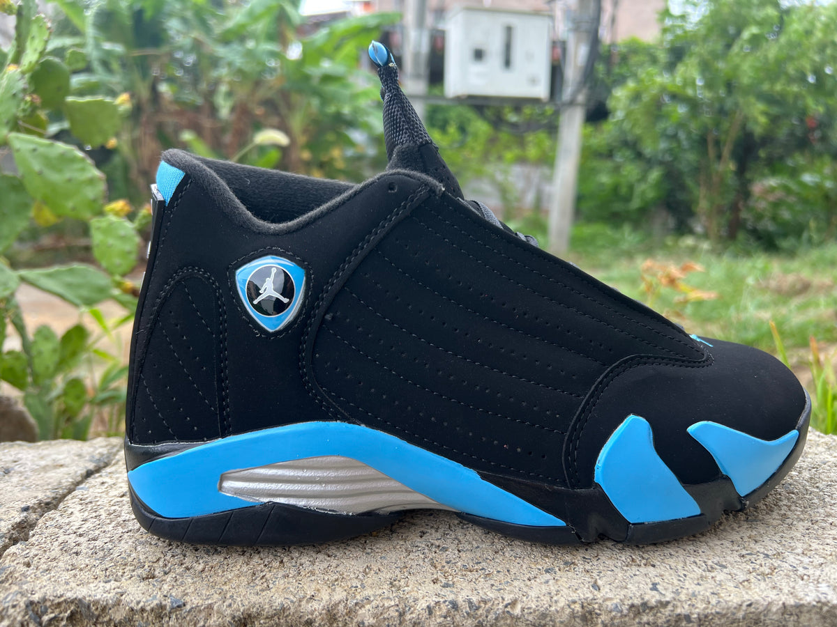 Air Jordan 14 Retro Black and University Blue Sneakers