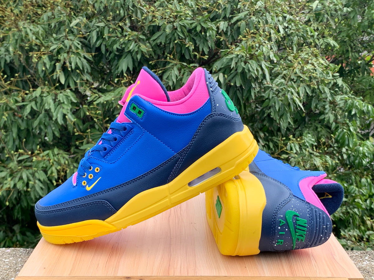 Air Jordan 3 Blue Pink Yellow Sneakers