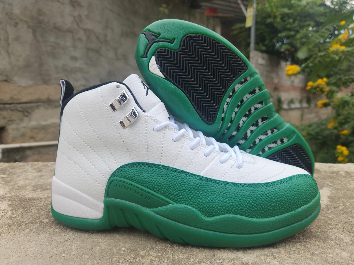 Air Jordan 12 Retro "Bucks" Summit White & Gorge Green Sneakers
