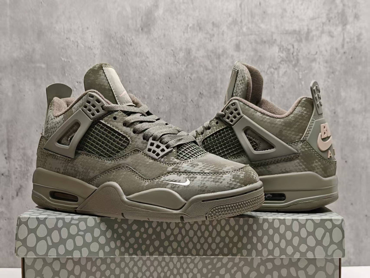 Air Jordan 4 Retro "Military Mamba" Custom Olive Sneakers
