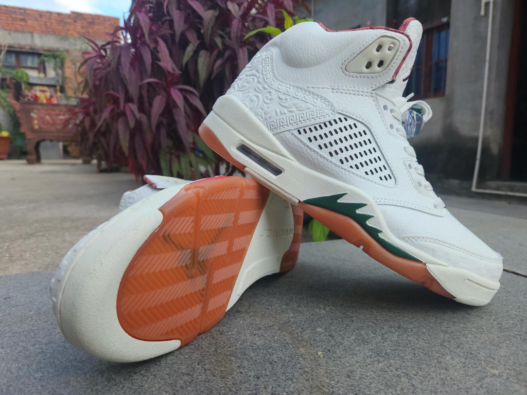 Air Jordan 5 White Orange Green