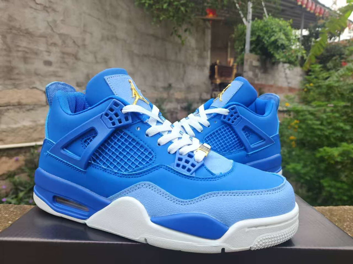 Air Jordan 4 Retro "Royal Blue" & Gold Sneakers