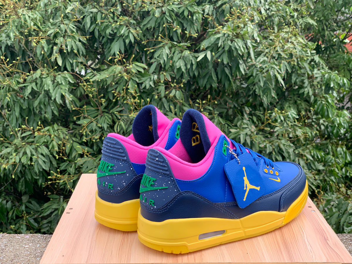 Air Jordan 3 Blue Pink Yellow Sneakers
