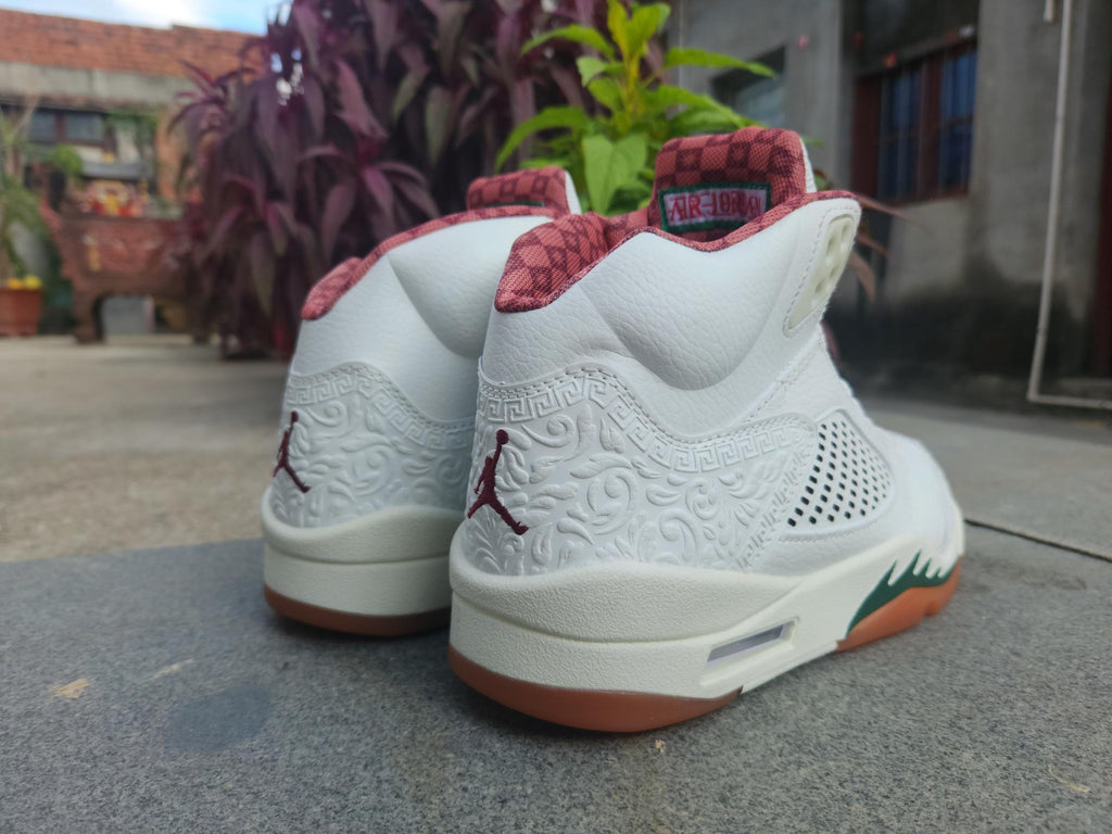 Air Jordan 5 White Orange Green