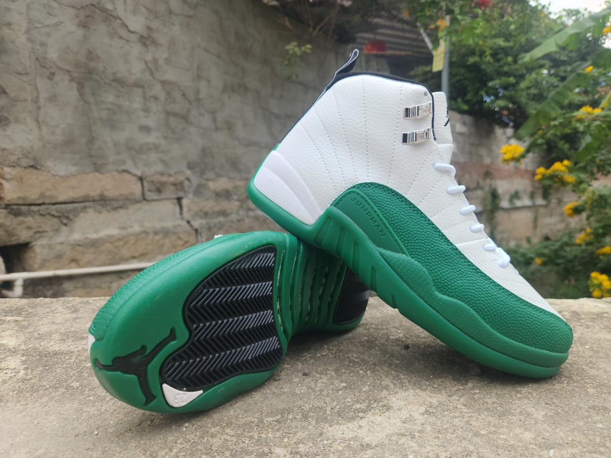 Air Jordan 12 Retro "Bucks" Summit White & Gorge Green Sneakers