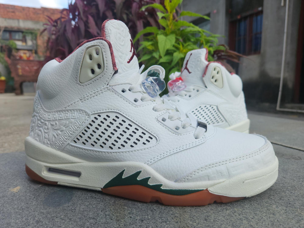 Air Jordan 5 White Orange Green