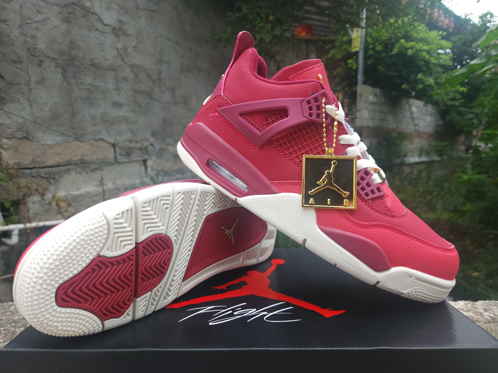 Air Jordan 4 Retro "Wine Red" & Gold Sneakers