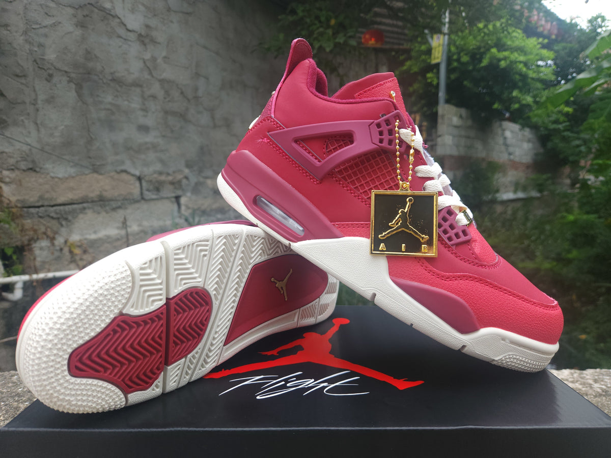 Air Jordan 4 Retro "Wine Red" & Gold Sneakers