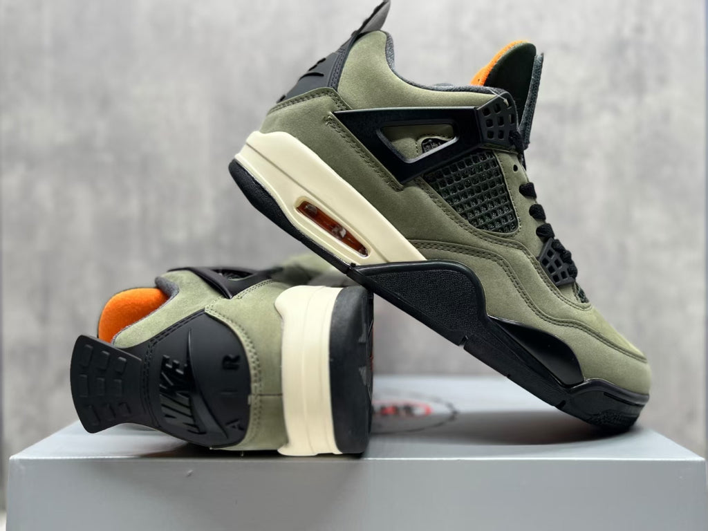 Air Jordan 4 Retro "Silk Green" Olive & Orange Sneakers