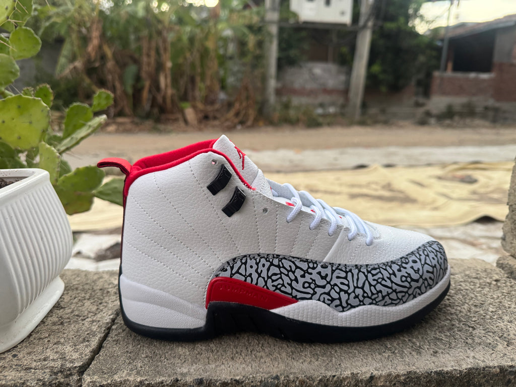Air Jordan 12 Retro "White Cement" Red Sneakers