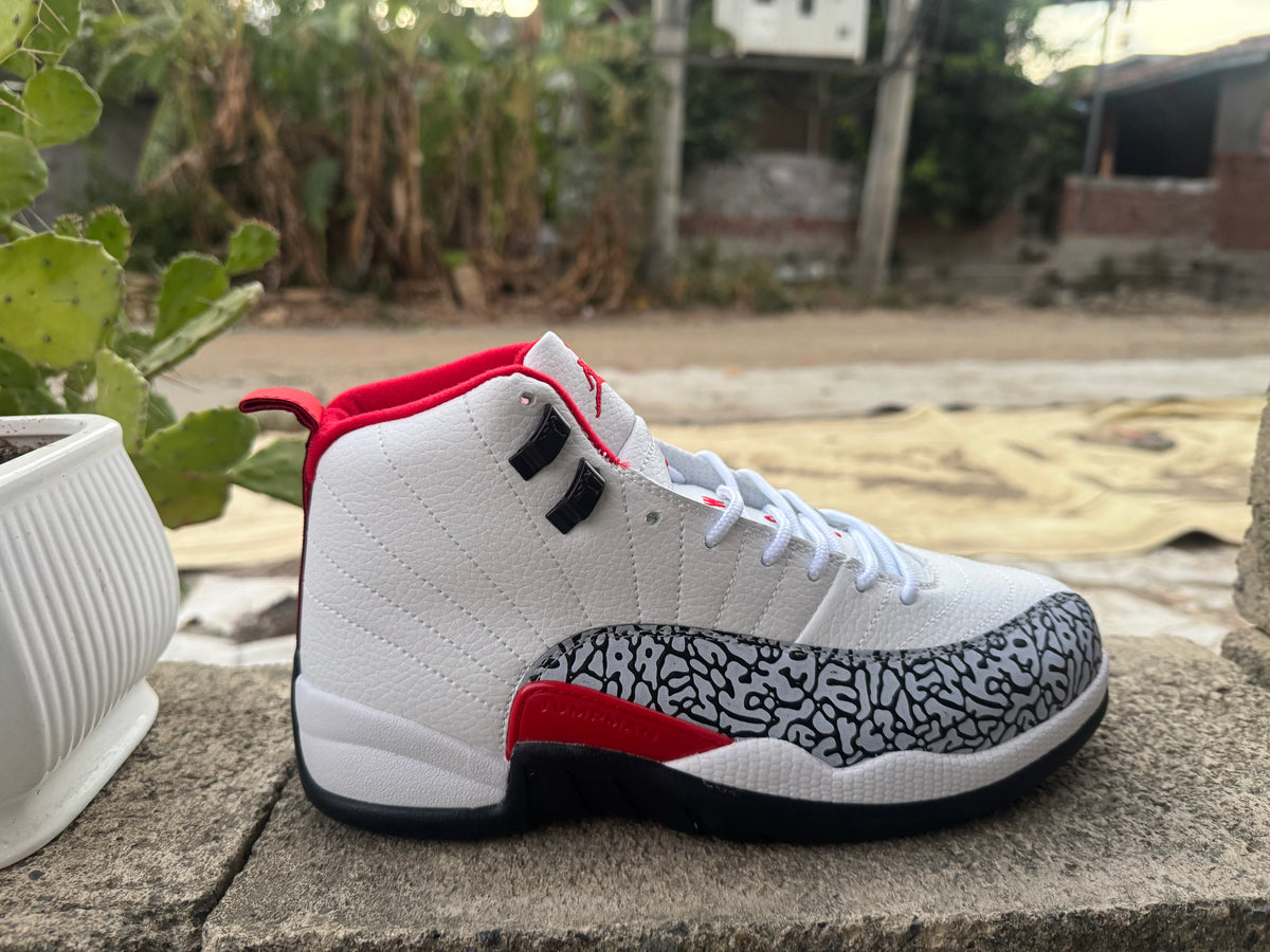 Air Jordan 12 Retro "White Cement" Red Sneakers