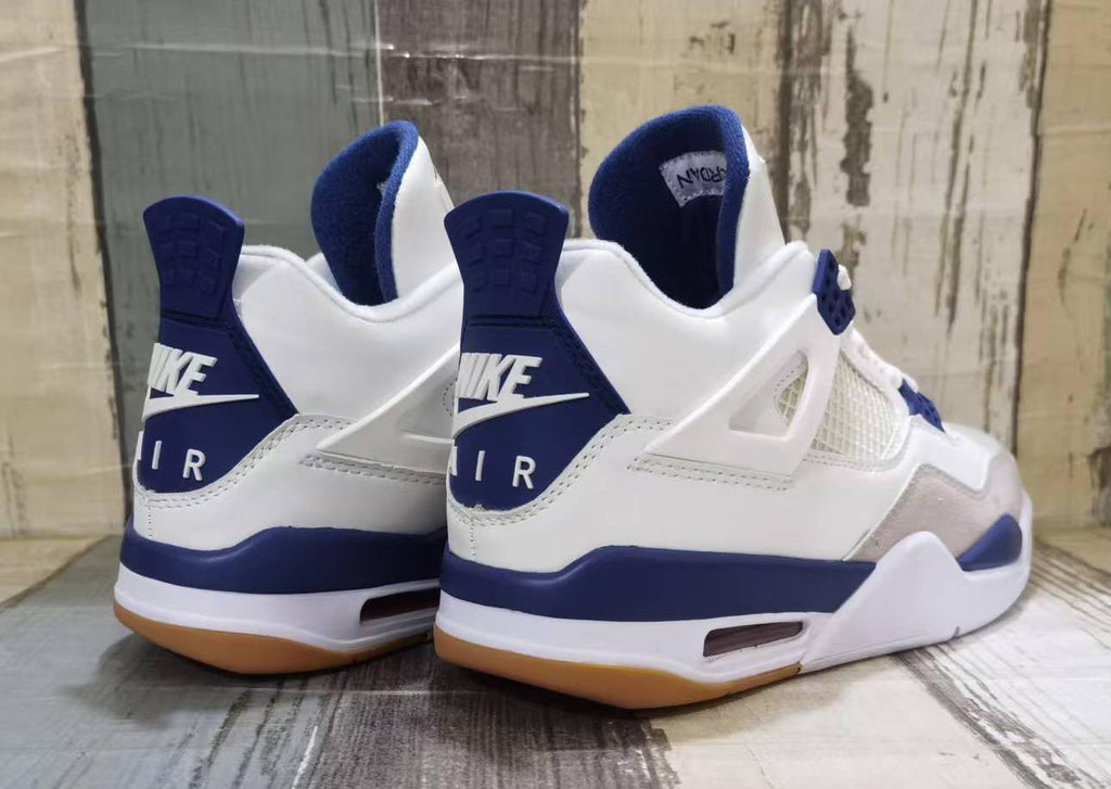 Air Jordan 4 Retro Off-White & Navy Blue Sneakers