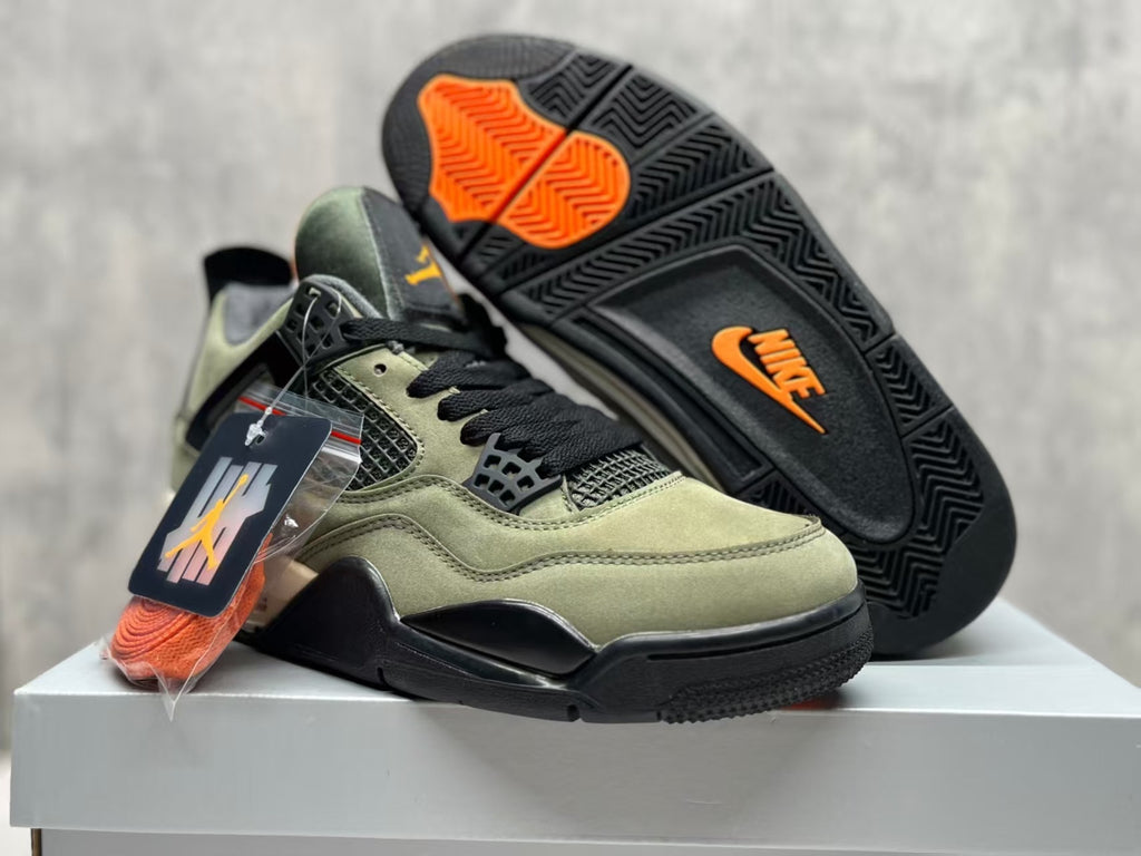 Air Jordan 4 Retro "Silk Green" Olive & Orange Sneakers