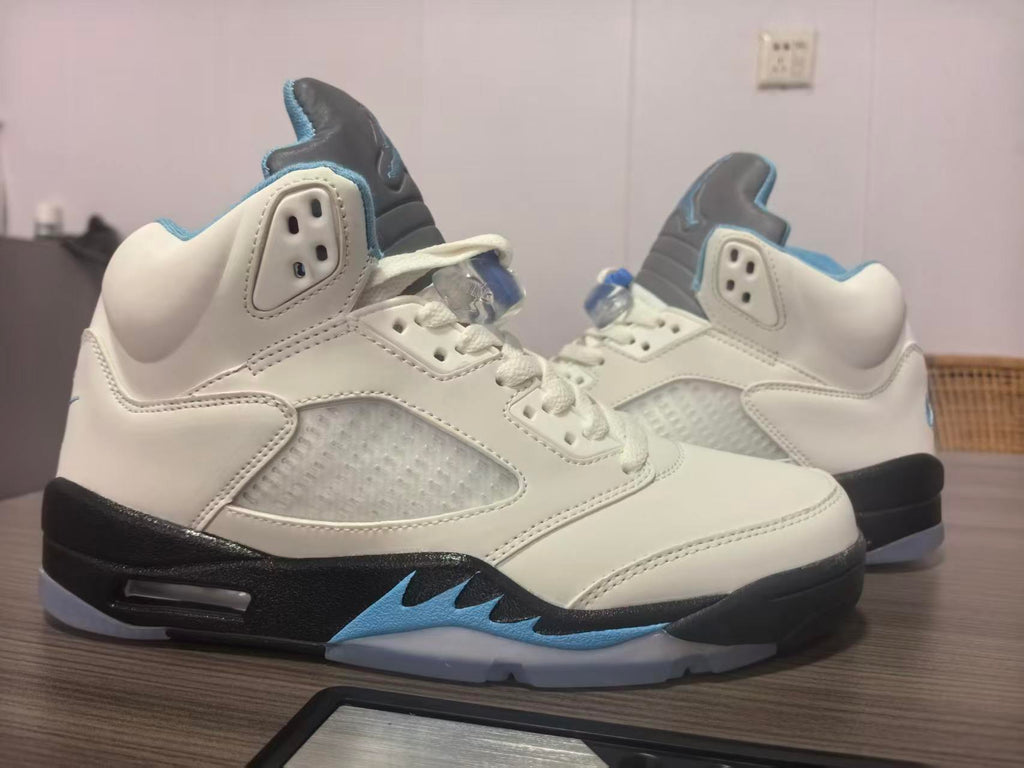 Air Jordan 5 White Black University Blue