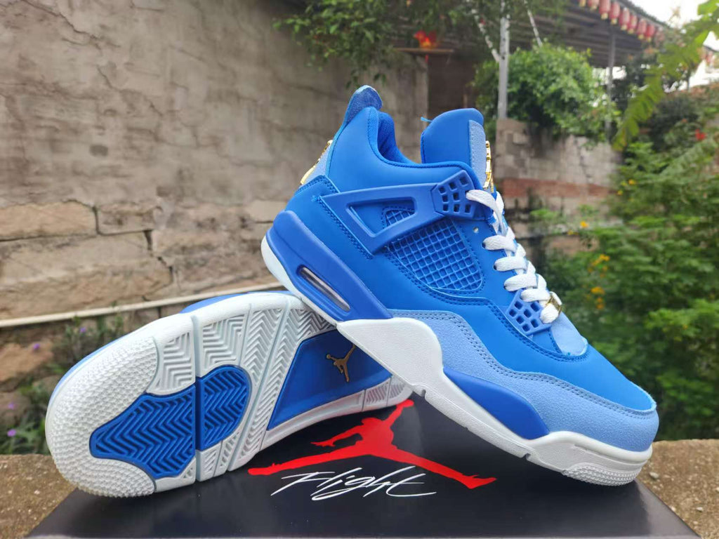 Air Jordan 4 Retro "Royal Blue" & Gold Sneakers
