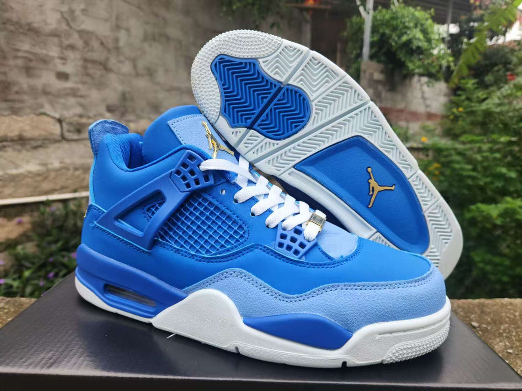 Air Jordan 4 Retro "Royal Blue" & Gold Sneakers