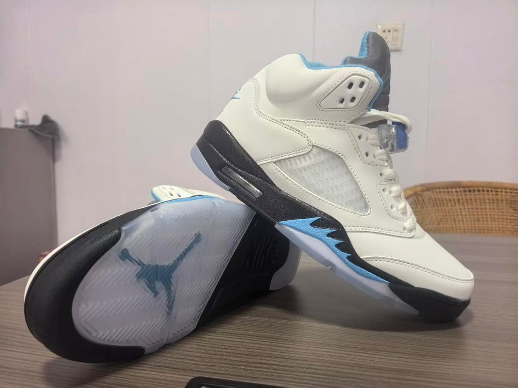 Air Jordan 5 White Black University Blue