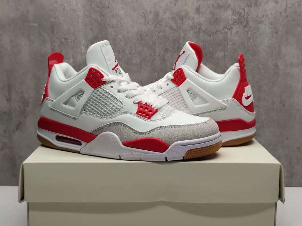 Nike SB x Air Jordan 4 Retro "Ruby" White Red Sneakers