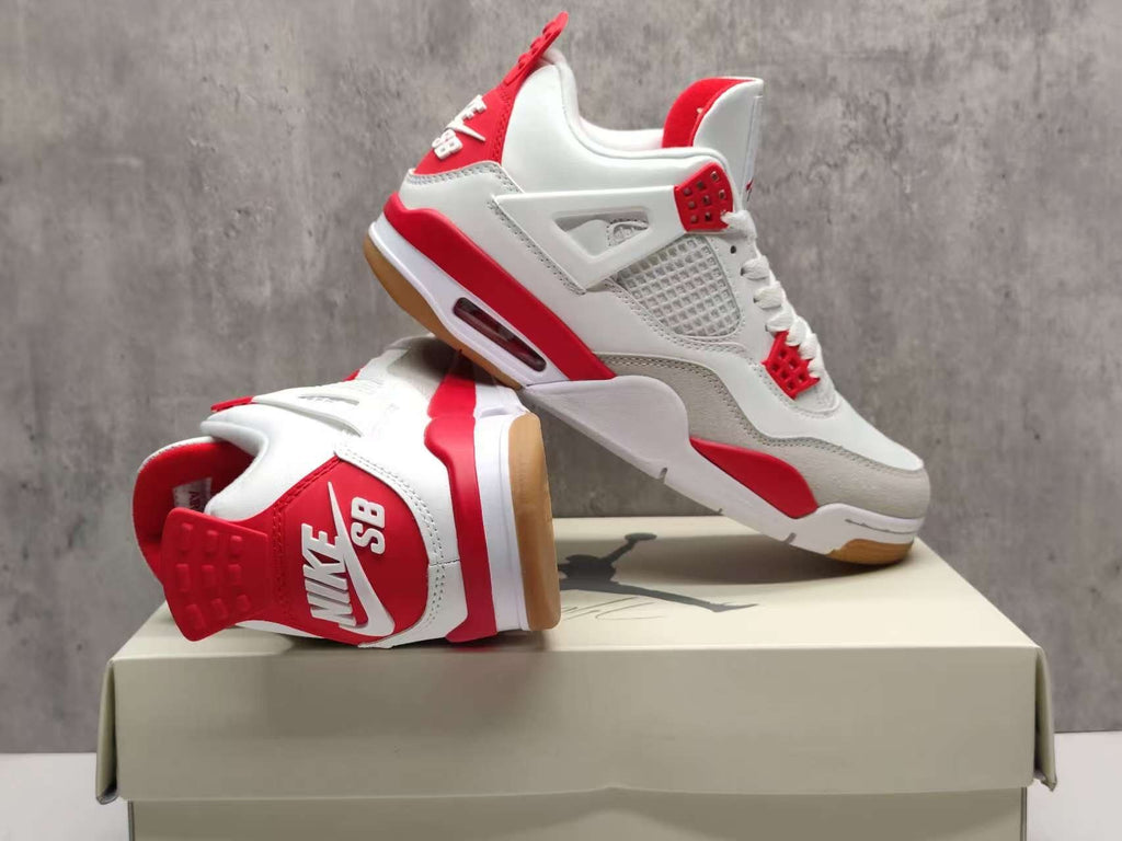 Nike SB x Air Jordan 4 Retro "Ruby" White Red Sneakers