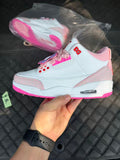 Jordan 3 White Pink Flower Sneakers