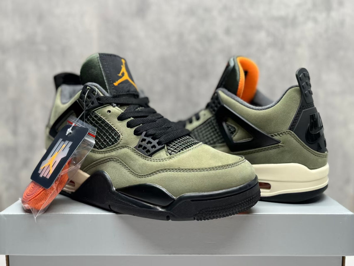 Air Jordan 4 Retro "Silk Green" Olive & Orange Sneakers
