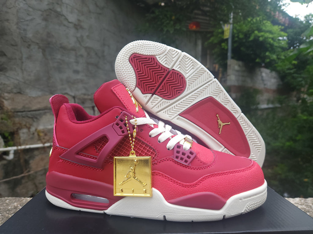 Air Jordan 4 Retro "Wine Red" & Gold Sneakers
